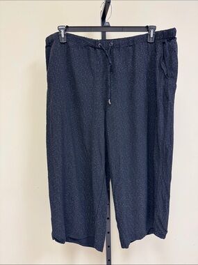 Eileen Fisher Black Dotted Cropped Drawstring Pants